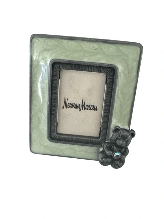 Jay Strongwater Enamel Frame Clip On Swarovski Crystal Teddy Bear