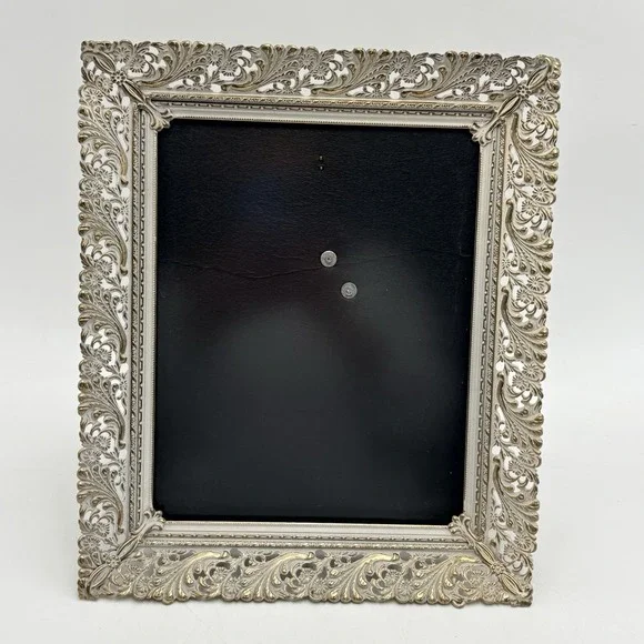 Vintage Ornate White‎ Gold 8x10 Picture Frame Florentine Style Regency Filigree