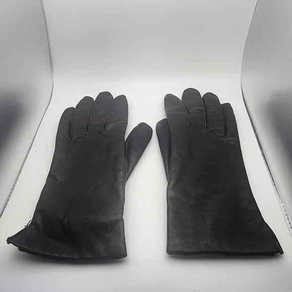 Vintage Brown Genuine Leather Gloves (7.5)