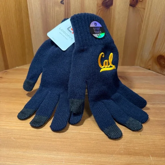 NWT LogoFit Cal Berkeley Golden Bears Smart Touch Knit Gloves Navy LG NCAA