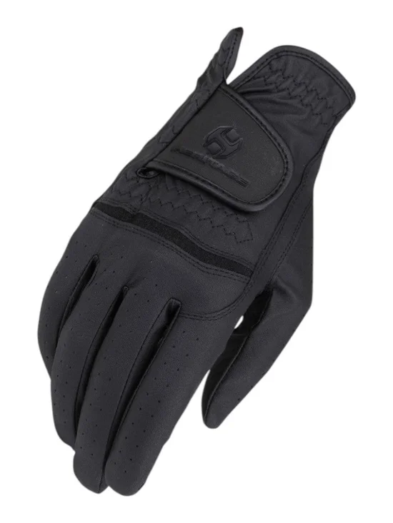 Heritage Black Leather Riding Gloves with Adjustable Strap