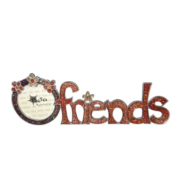 Photo Accesories Friends Y2K Picture Frame 2X2 Photo Orange Glitter Floral Metal