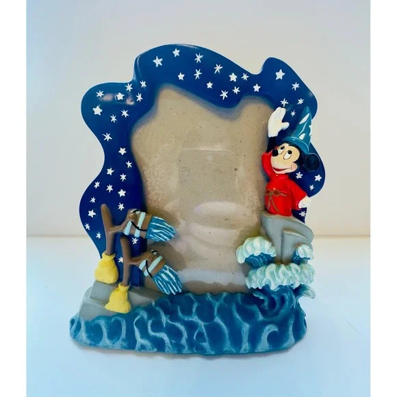 Disney Sorcerer Mickey Mouse Fantasia Picture‎ Frame Sculpted Resin 3D Vintage
