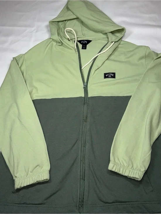 Billabong Two-Tone Light Green & Olive Zip Hoodie