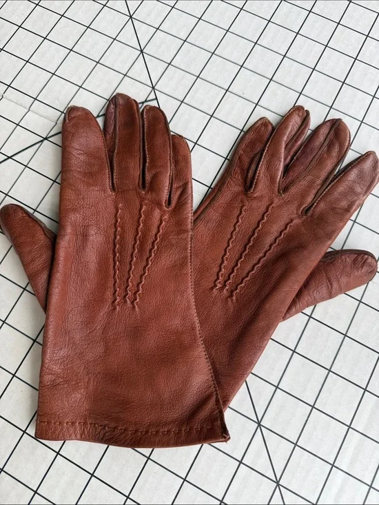 Vintage USA Deerskin Leather Gloves Women’s Size 7½ Brown Soft Unlined  Gloves