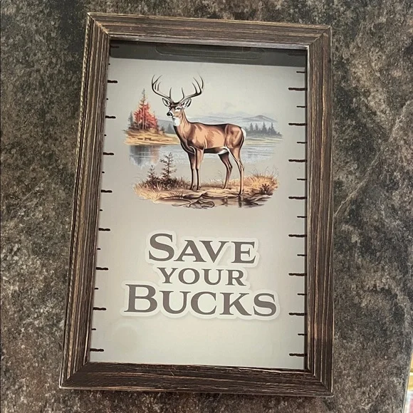 Rustic Brown Deer Bank Shadow Box by Open Road