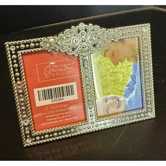 Green Tree Gallery 1.75x2.5 Picture Frame Silver Double Beaded Filigree NEW
