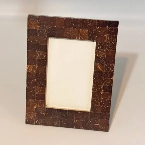 Brown Mosaic Tabletop Picture Frame Textured Easel Back Holds 4x6 Photo