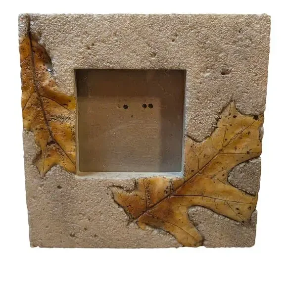 VTG Frameology Faux Stone Oak Leaf Picture Frame 6.25x6.25 Cottagecore 3x3 Photo