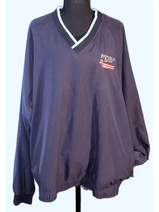 Men's 1990’s -Land’s End- Republic Bank Branded Pull Over, Size XL