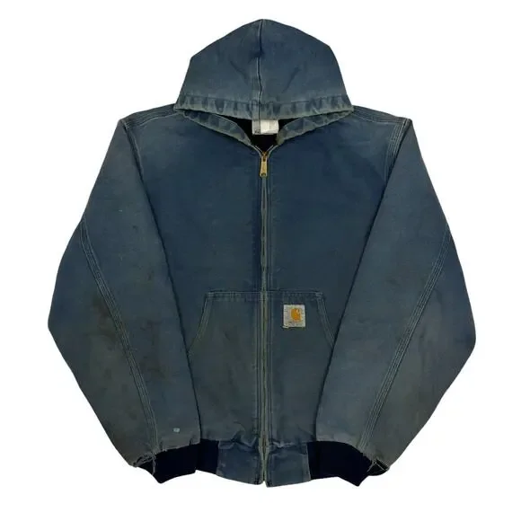 Carhartt blue hooded work wear jacket