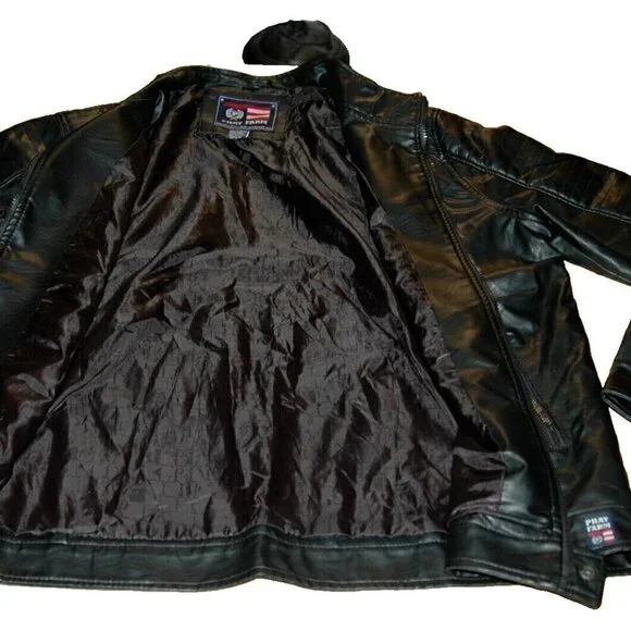 Phat Farm Men's Jacket Size L Black Moto Biker Racing
