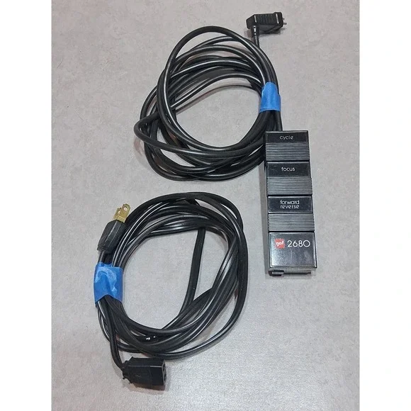 Vintage GAF 2680 Power Cord & Remote For 2x2 Slide Projector, Model 464-6-01
