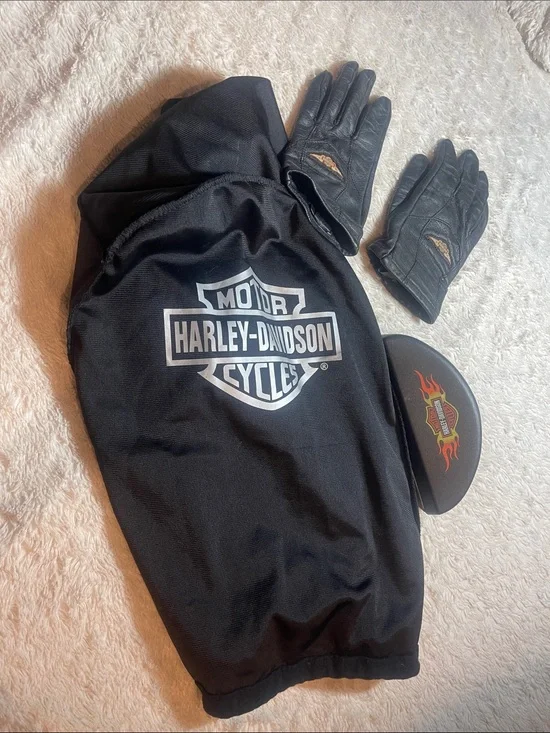 Harley-Davidson Black Logo Motorcycle Glove, helmet  cover , glasses case
