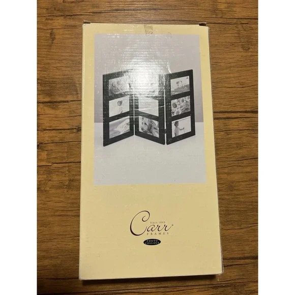 Vintage Carr Black Metal Photo Collage Tri Fold Picture Frame - Up To 9 4x6 NWB