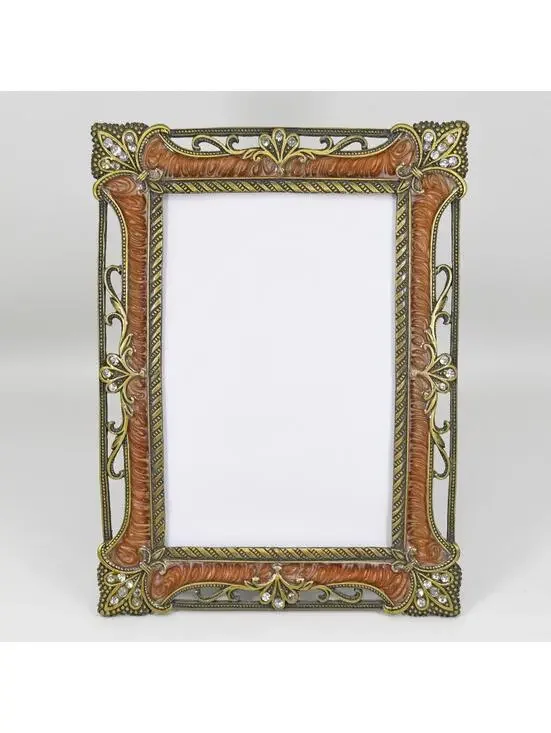 Crystal Enamel Fleur de lis Photo Picture Frame 4x6