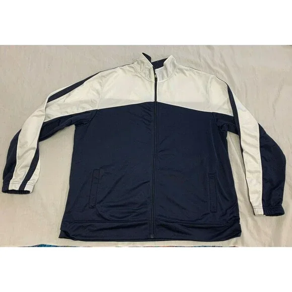 CHAMPION MENS ATHLETIC FULL ZIP JACKET SIZE XXL DARK BLUE POCKETS LONG SLEEVE