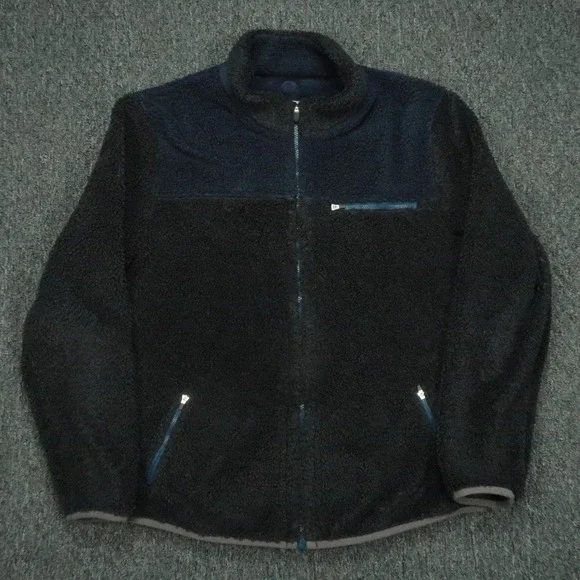 Carbon 2 Cobalt‎ Jacket Mens Large Gray Blue Full Zip Pockets Fleece Deep Pile