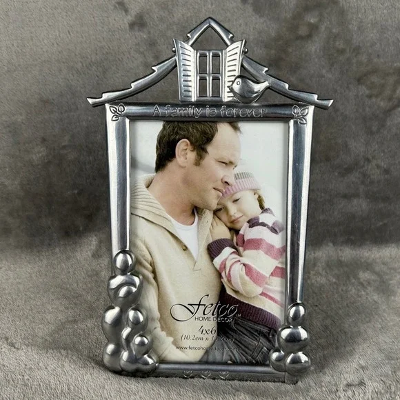 Fetco Home Decor Monica Family Is Forever Silver Tone 4x6 House Picture Frame