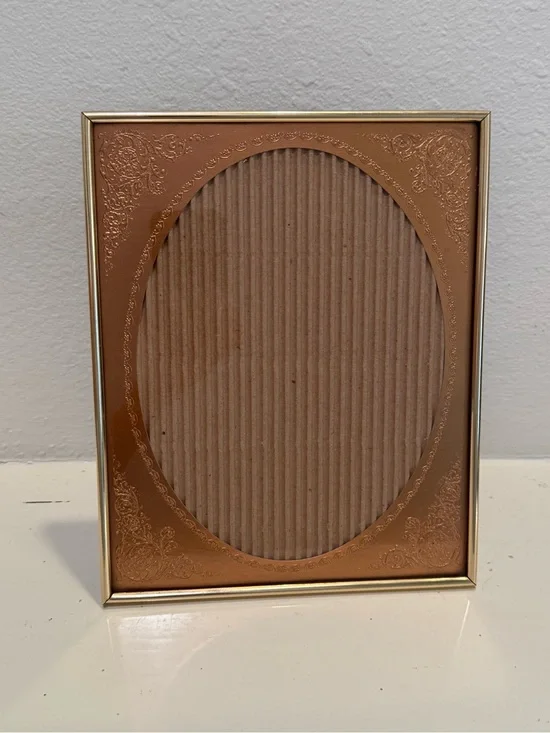 Vintage 8x10 Embossed Copper Foil Gold Picture Frame