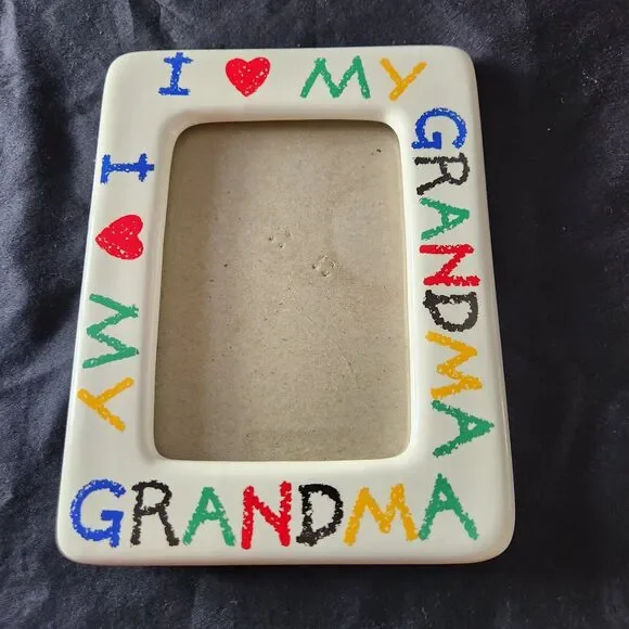 Frame I Love My Grandma Colorful Ceramic Holds 4x6 Photo Crayon Vintage