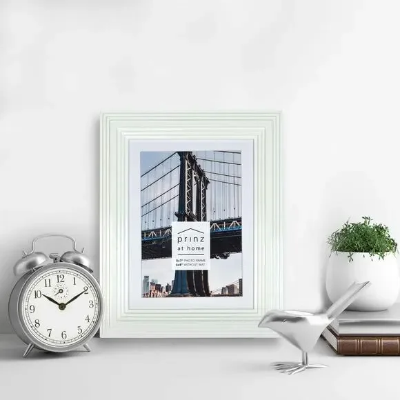 PRINZ Midtown High Gloss‎ Molded Modern White Picture Frame for 5x7