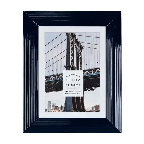 PRINZ Midtown High Gloss 5 x 7 Molded Modern‎ Picture Frame, Blue-Dark 5x7