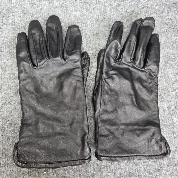 Wilson's Leather Vintage Women's Black Soft Leather Gloves Size Large Fuzzy Line