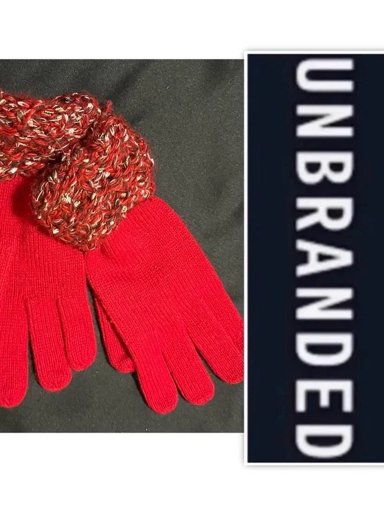 UNBRANDED Red Festive Knit Gloves
