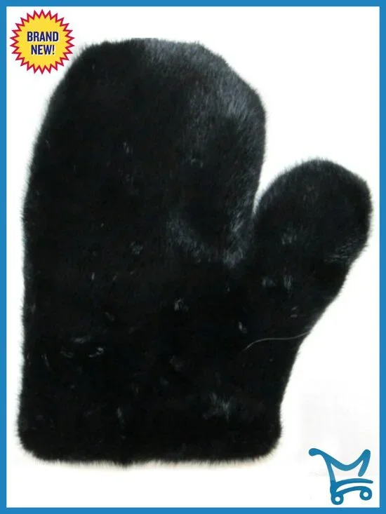 Handmade Mink Fur Massage Mitten - One Size - Velvet Lining