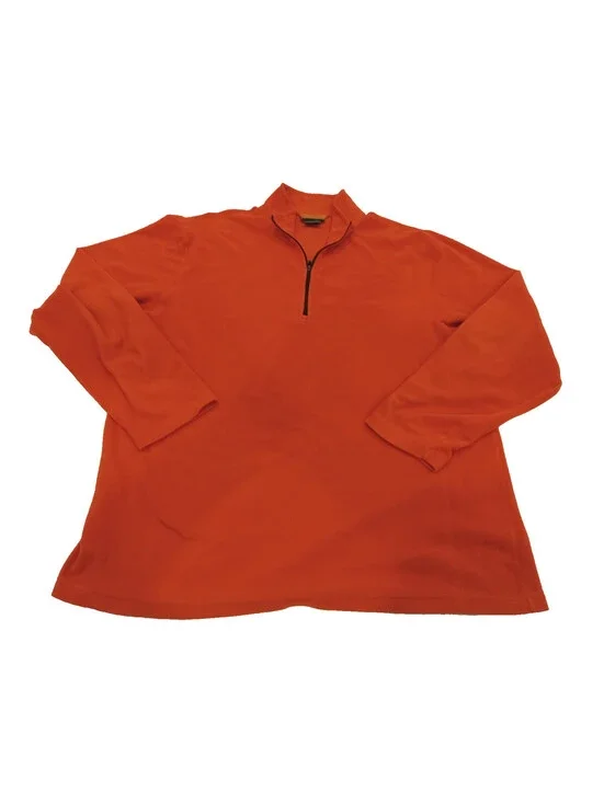 Vintage LL Bean Fleece Jacket Mens Large Tall Blaze Orange Quarter Zip Pullover