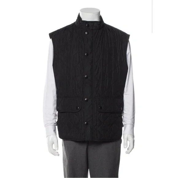Barbour Lowerdale Quilted Vest Mens XL Black MQU0495BK11 Diamond Gilet Snap