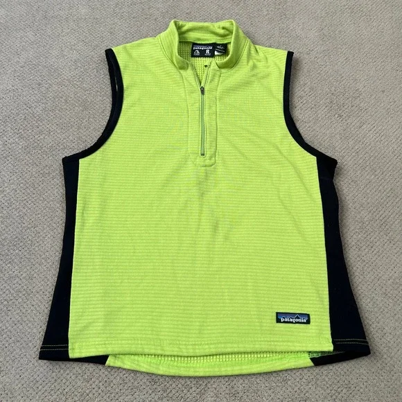 Vintage 2000s Patagonia R1 Polartec Regulator Fleece Vest Lime Green Black S