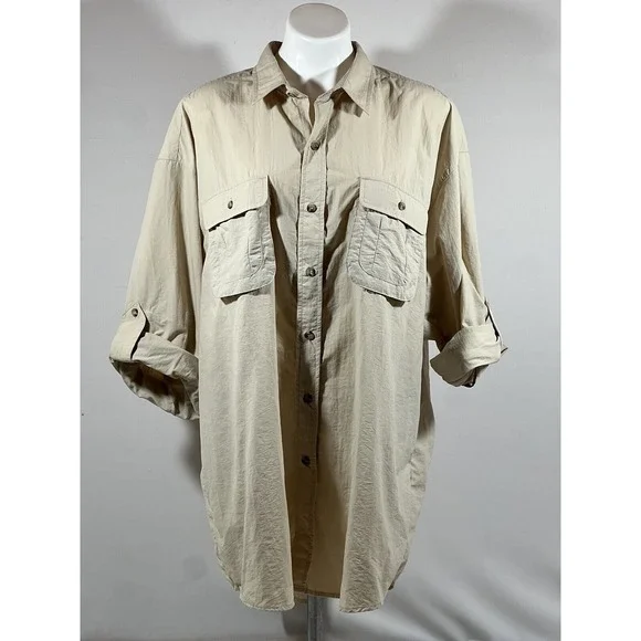 Sportif‎ Mens XXL Fishing Shirt Khaki Vented SPF Outdoor Utility