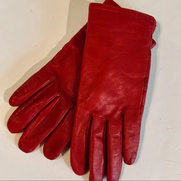 Women’s Thinsulate Red‎ Leather Gloves M