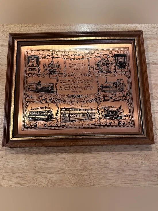 Coppercraft vin Swansea & Mumbles Railway Vintage copper etched Wall Plaque 8x10