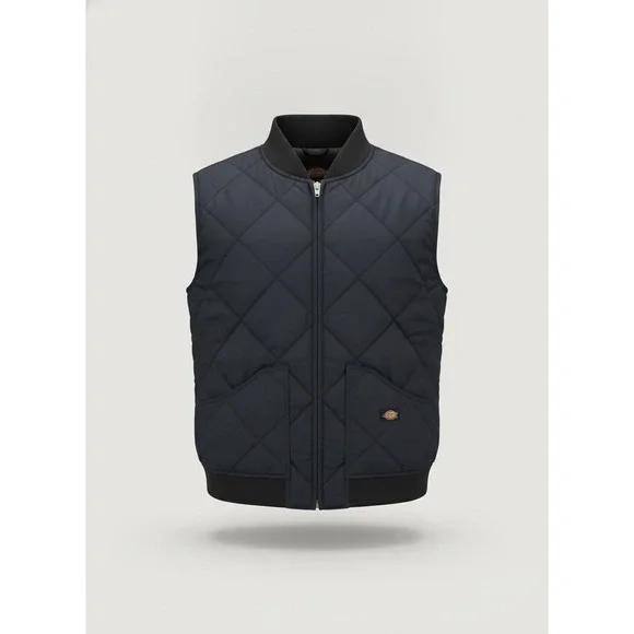 Dickies Mens Diamond Quilted Nylon Vest Water Repellent Workwear Blue TE242