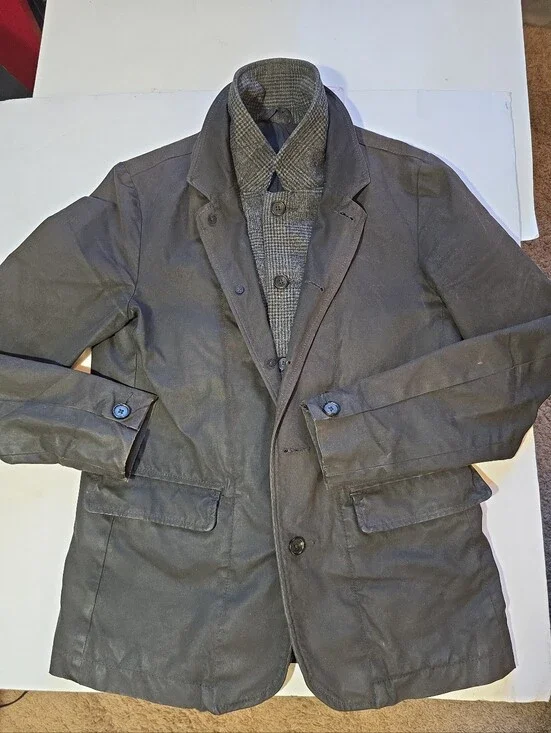 All Saints Mens Survey Double Layered Casual Blazer Jacket Black Size XS