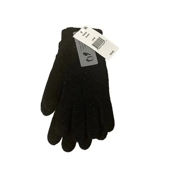 Steve Madden Solid Black E-Z Tap Knitted Gloves Women Sz OS
