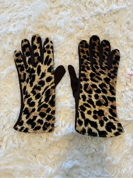 Leopard Print Women’s Gloves - Brown/Black