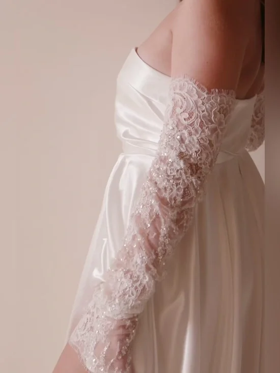 Grace Loves Lace Ivory Beaded Lace Bridal Opera Gloves