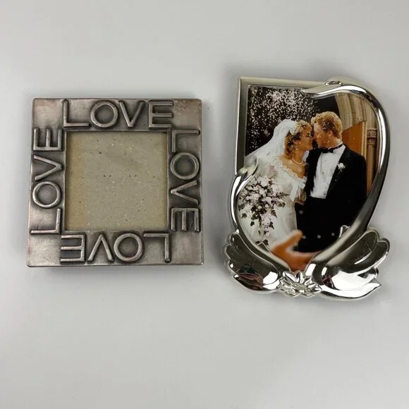 Set Of 2‎ Rogers & Glory Land Silver Plate/Tone VTG Picture Frames Love Wedding