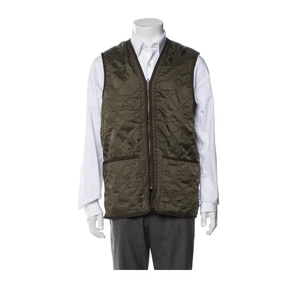 Barbour Polarquilt Waistcoat Zip-In Liner Green Quilted Fleece Vest Mens M NWT