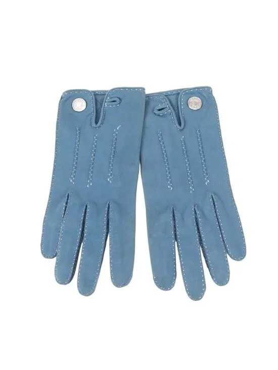 Hermes Series Lambskin Leather Gloves 6.5 Blue