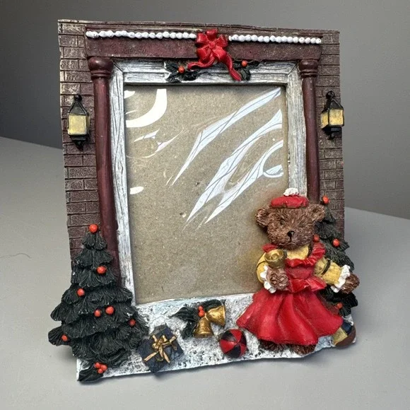 Vtg Christmas Resin 3D Picture Frame Mama Bear Gift Photo 3.5x5 Plastic Cover