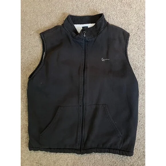 Kani Gold Men’s Full Zip Black/Dark Gray Fleece Vest Fall Cold Weather Size 2XL