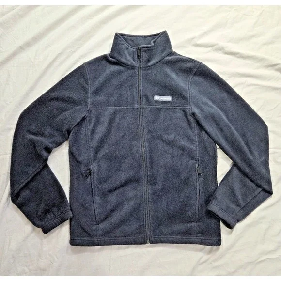 Columbia Mens Black Fleece Full Zip Jacket Size Small Lightweight Zip Pockets