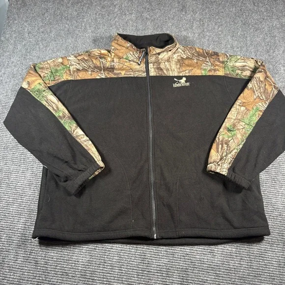 Kings River Mens 2XL Fleece Jacket Full Zip Camo Black Colorblock Outdoor 4384