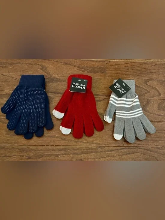 Touchscreen Winter Gloves Pack - Navy, Red, Gray