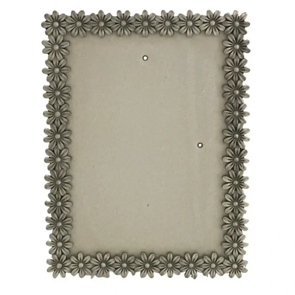 Silver Tone Daisy Floral Picture Frame 5x7 Decorative Cottage Style